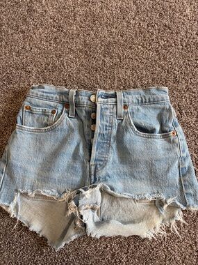 Levi's Light Blue Distressed Denim Shorts